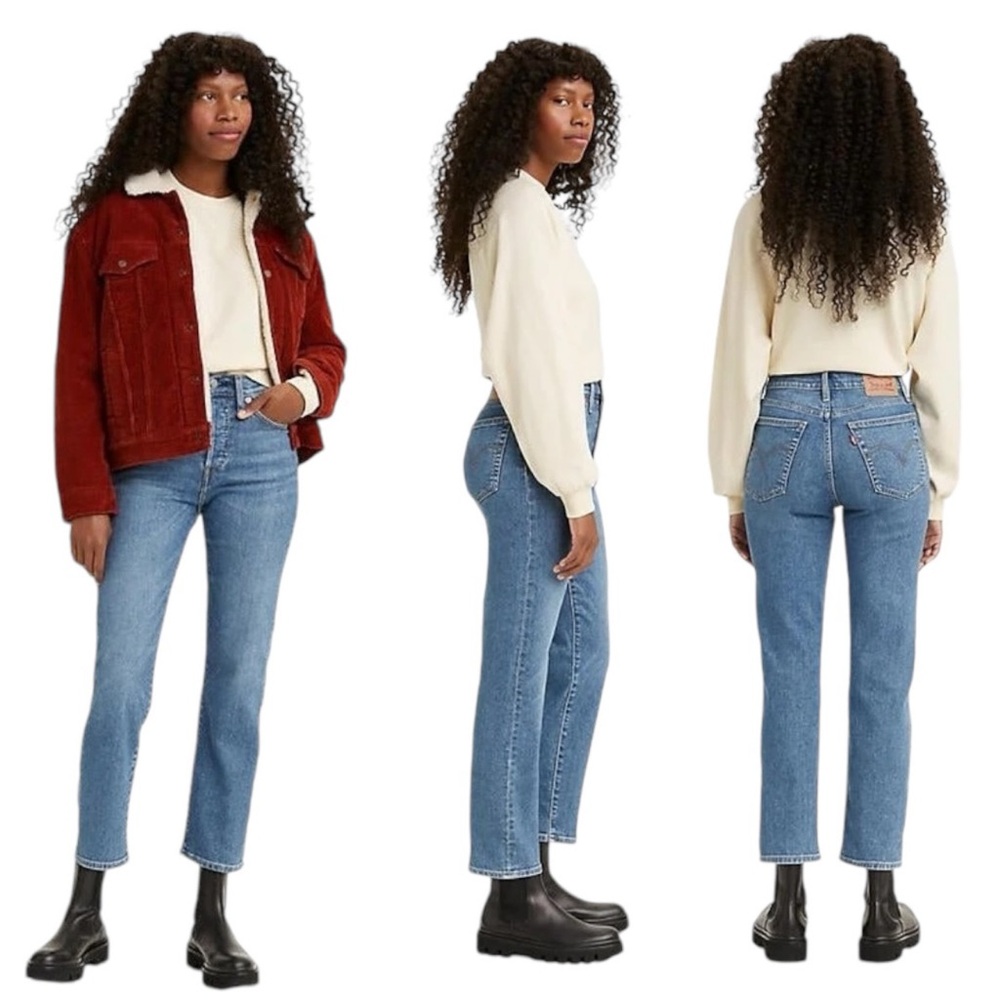 Levi’s Women’s Wedgie Straight Leg High Rise Blue Denim Button Fly Retro… - Picture 15 of 15